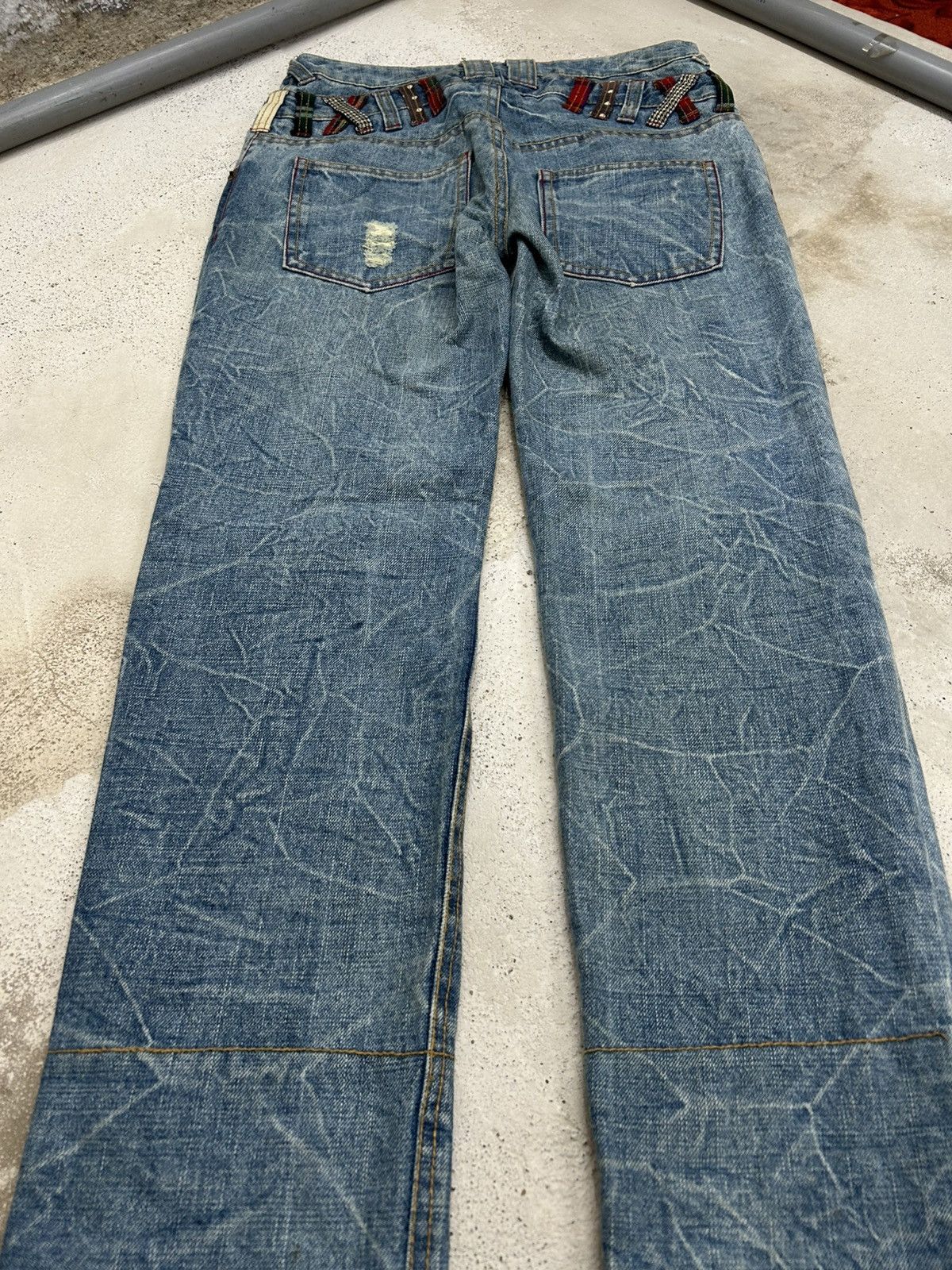 Hysteric Glamour Wave List Double Japan Waist Clawn Marks Cracked Washed Size US 31 - 14 Thumbnail