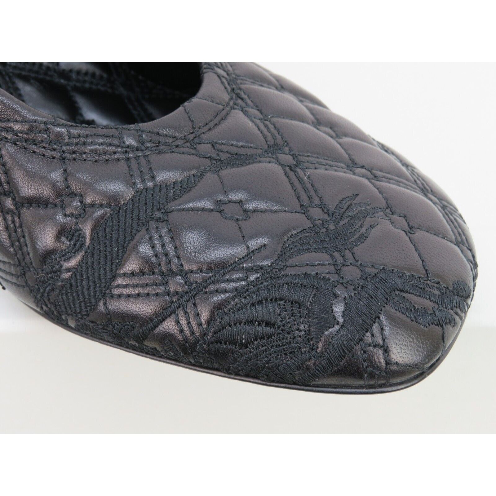 Burberry BURBERRY BABY BLACK QUILTED LEATHER LOGO KITTEN PUMPS 39 9 Size US 9 / IT 39 - 7 Thumbnail