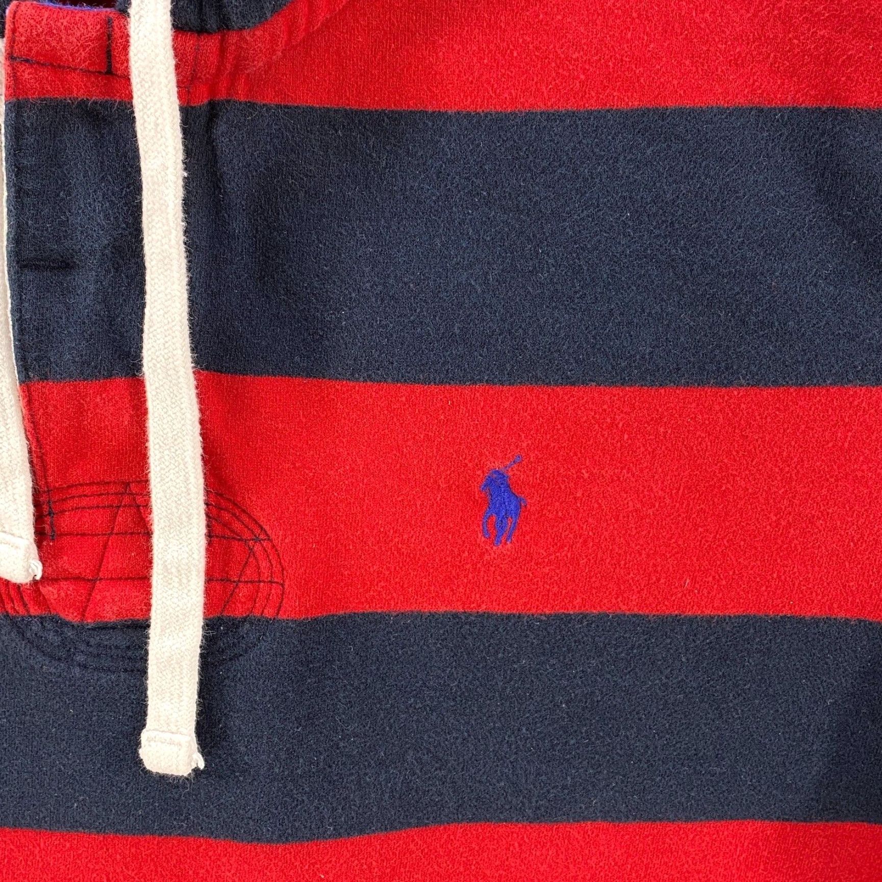 Polo Ralph Lauren VINTAGE Polo Ralph Lauren Rugby Hoodie Sweatshirt Mens Large Red Blue Striped Size US L / EU 52-54 / 3 - 3 Thumbnail