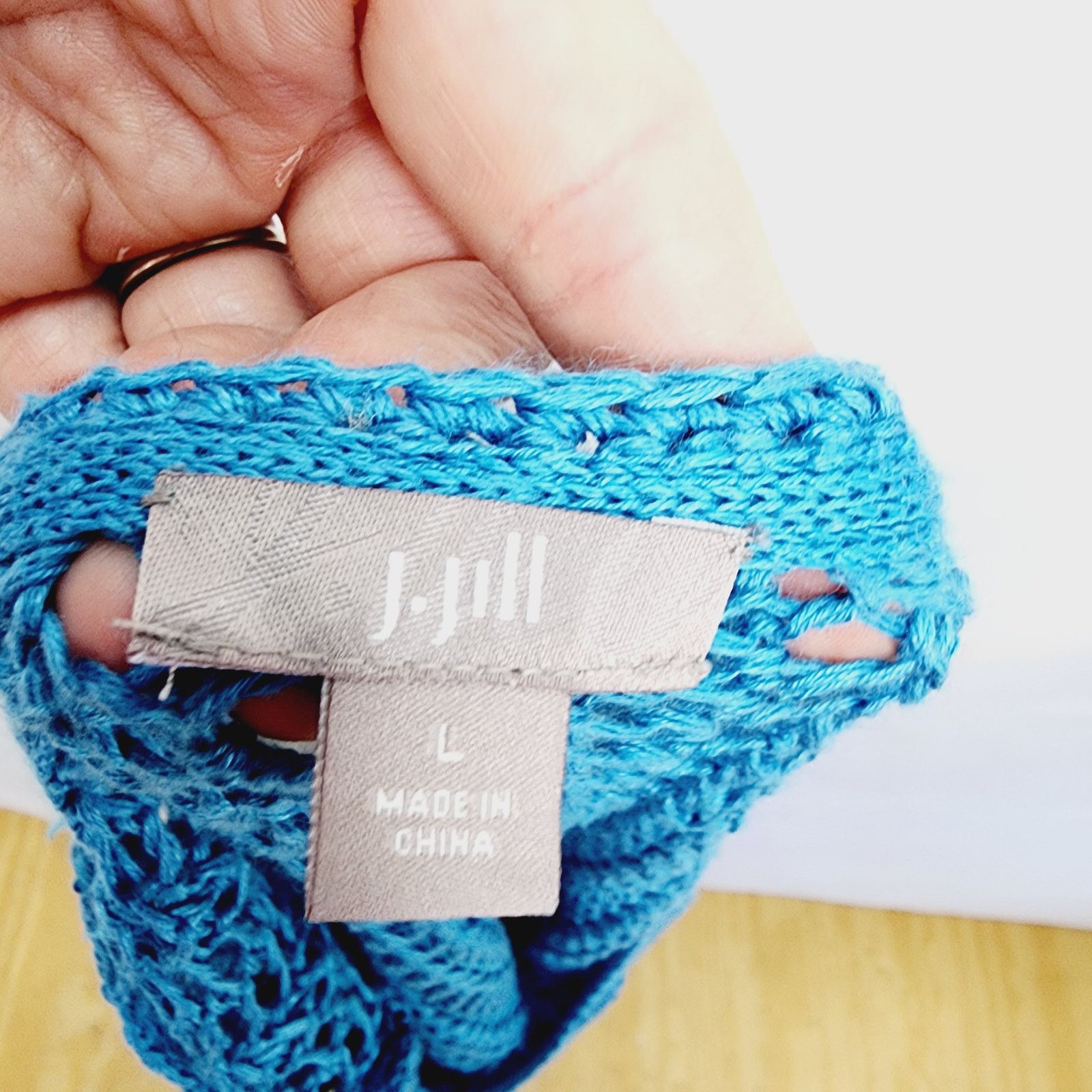 Other J. Jill Blue Open Knit Long Sleeve Tunic Linen Sweater Size L / US 10 / IT 46 - 7 Thumbnail