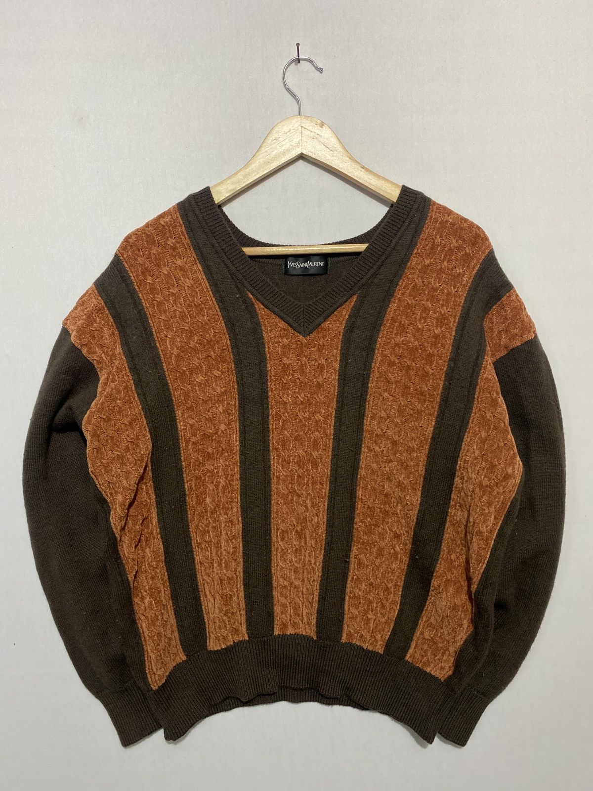 Vintage × Yves Saint Laurent Vintage brown Yves Saint Laurent YSL knitwear Size US L / EU 52-54 / 3 - 1 Thumbnail