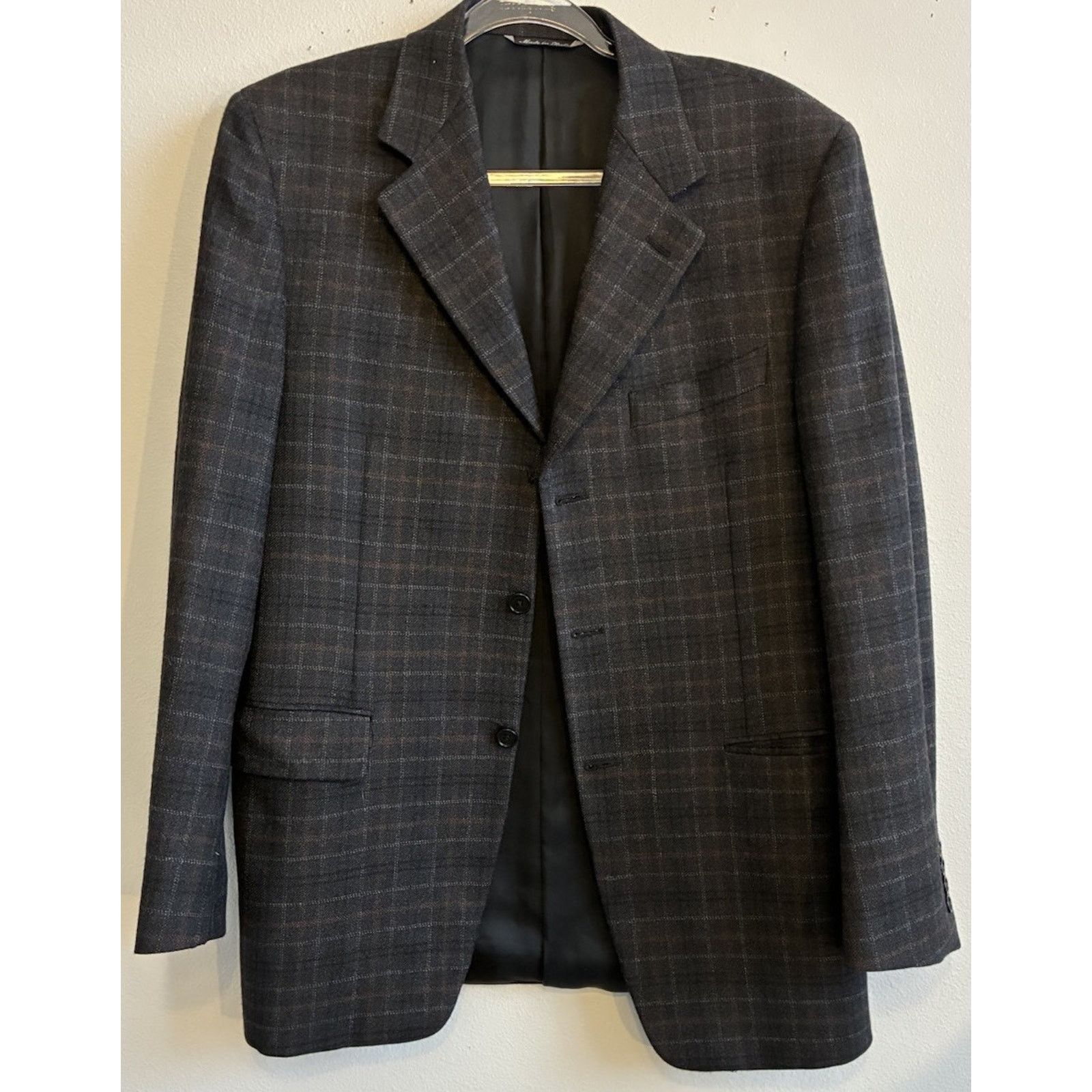 Canali CANALI Gray Plaid Check 100% Wool Blazer Sport Coat 38R S Size 38R - 4 Thumbnail