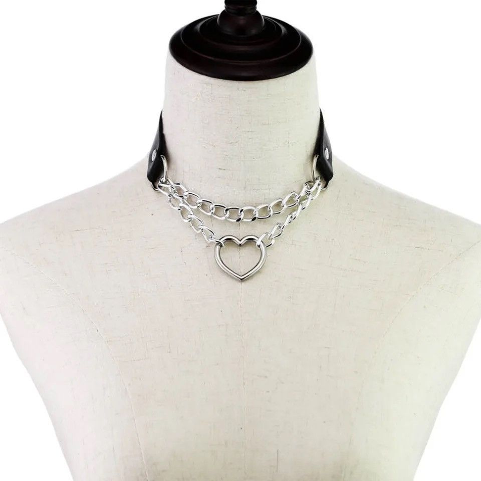 Jewelry Heart Choker Goth Neck Chain Punk Collar Size ONE SIZE - 3 Thumbnail