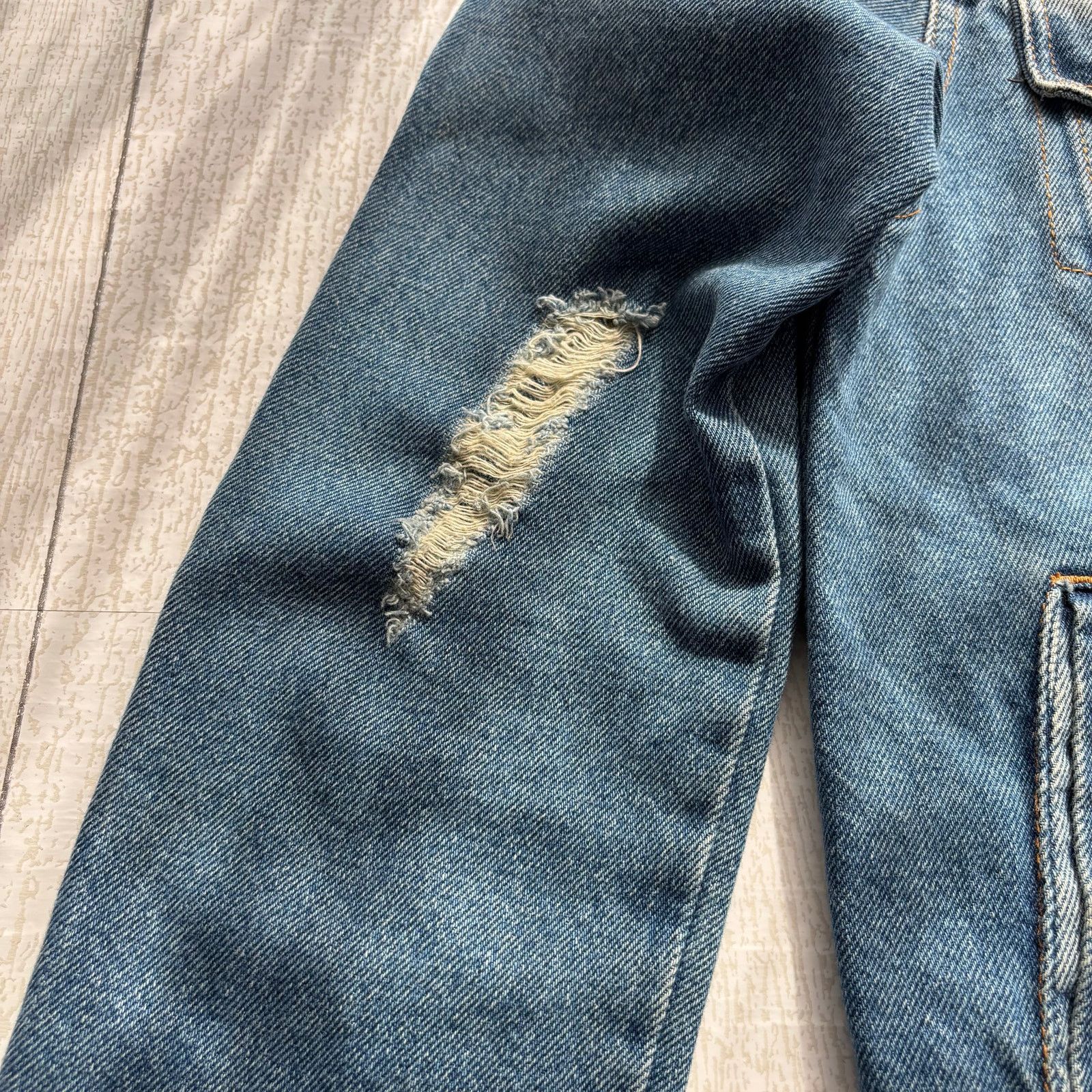 Other Iris Denim Jacket Fringe Hem Distressed Blue Small Button Size S / US 4 / IT 40 - 5 Thumbnail