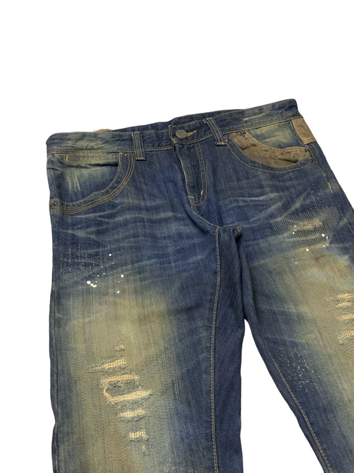 Hysteric Glamour Beguin Kyoto Japan Muddy Boro Distressed Flared Jeans Size US 32 / EU 48 - 6 Thumbnail