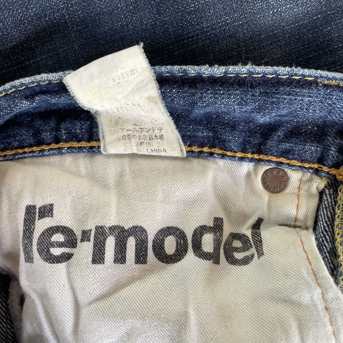 Japanese Brand 🔥🇯🇵Le-Model Stoned Washed Ripped Distress Selvedge Denim Jean Size US 31 - 13 Thumbnail