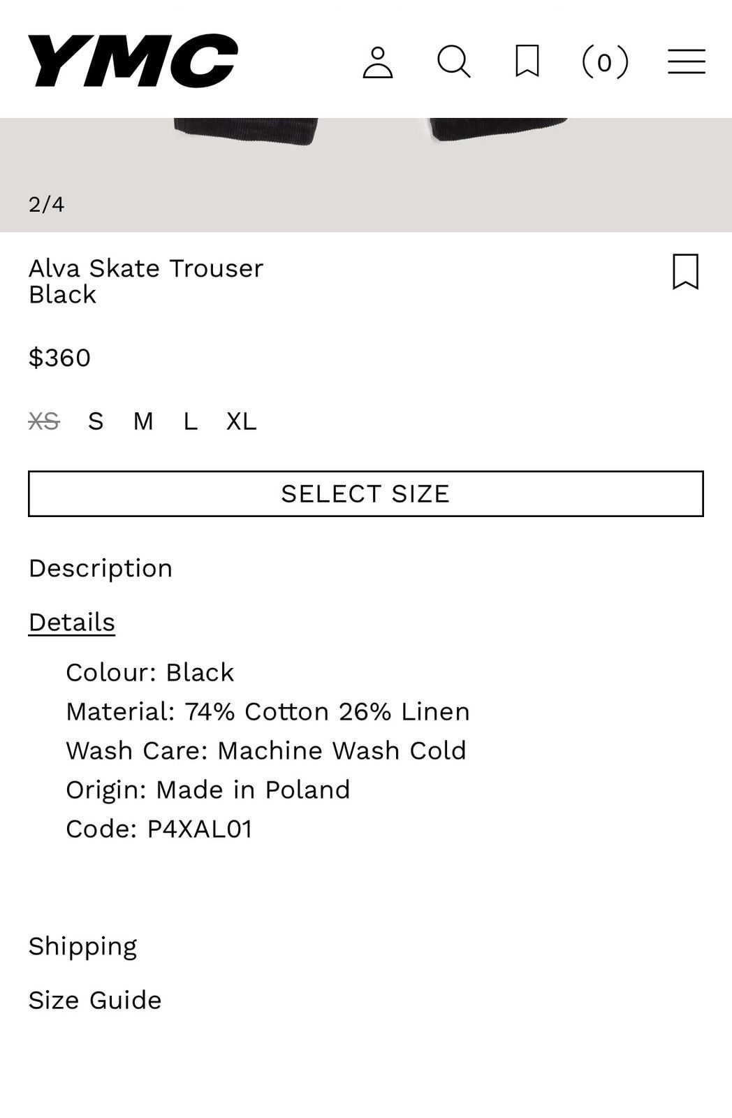 YMC YMC Alva Pants Black Corduroy size small Grailed