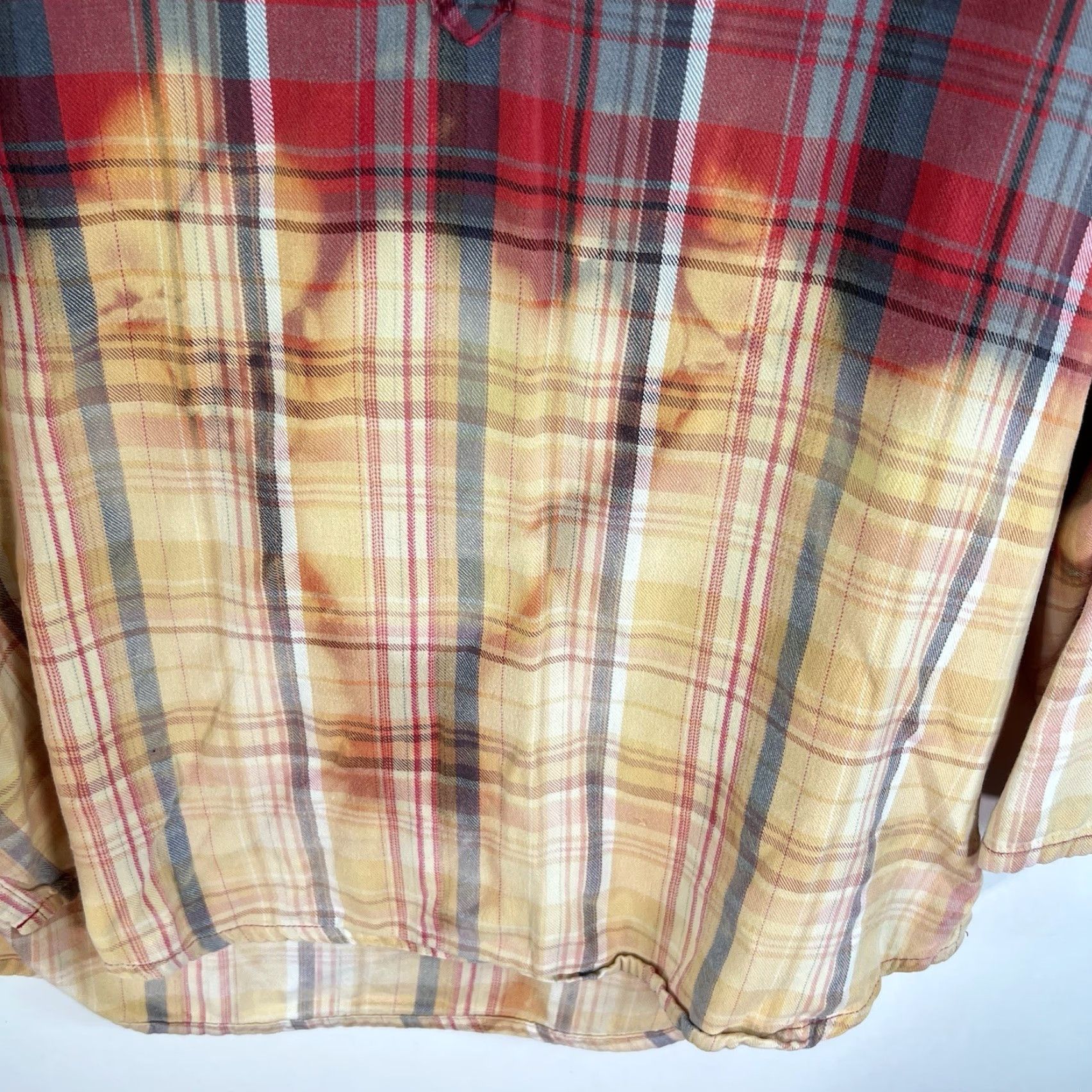 Faded Glory Go Bucks Go Hand Bleached Flannel Up-Cycled Adult SZ L Festival Grunge Boho Size L / US 10 / IT 46 - 4 Thumbnail