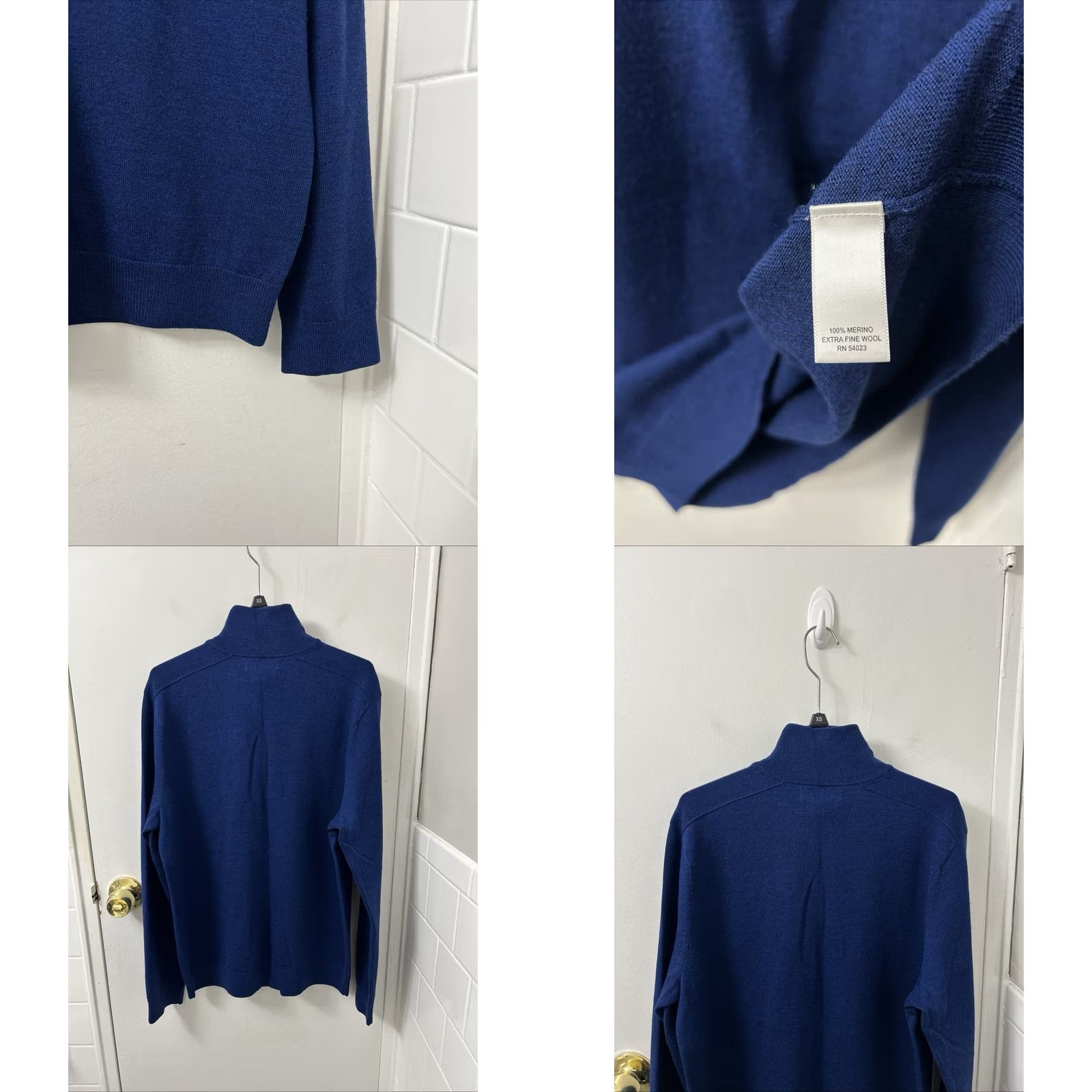 Banana Republic VINTAGE Banana Republic Sweater Mens M Blue 1/4 Zip Pullover L/S Mock Neck Wool Knit Pockets Men Size US M / EU 48-50 / 2 - 8 Thumbnail