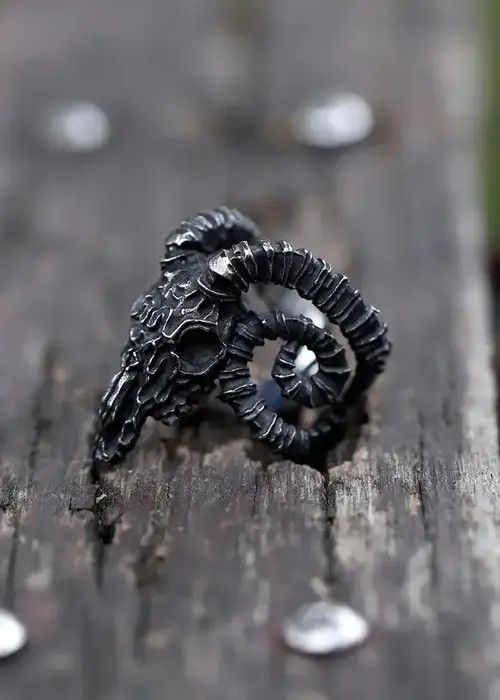 Jewelry Sheep Head Skull Ring Size ONE SIZE - 2 Thumbnail