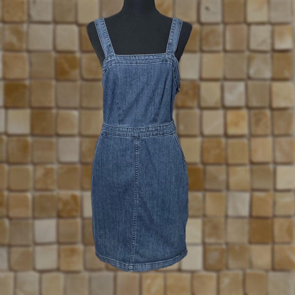Vintage VINTAGE Universal Thread Denim Overall Dress Sz 6 Midi Sleeveless Blue University Womens Size 28" / US 6 / IT 42 - 1 Thumbnail