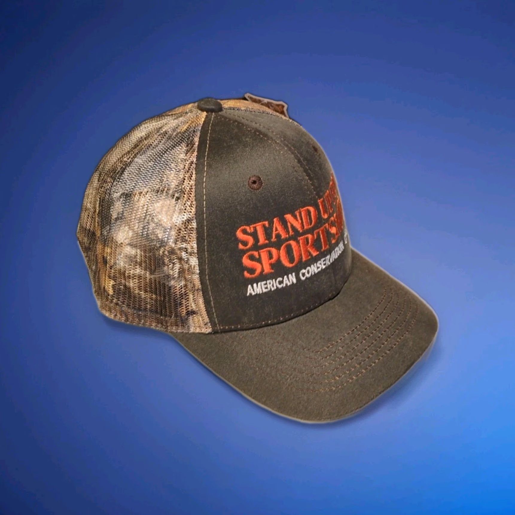 Port Authority Port Authority Hat Adjustable Brown Strapback Camouflage Canvas Cotton Nylon American Conservation Coalition Sports Logo Mens Size ONE SIZE - 4 Thumbnail