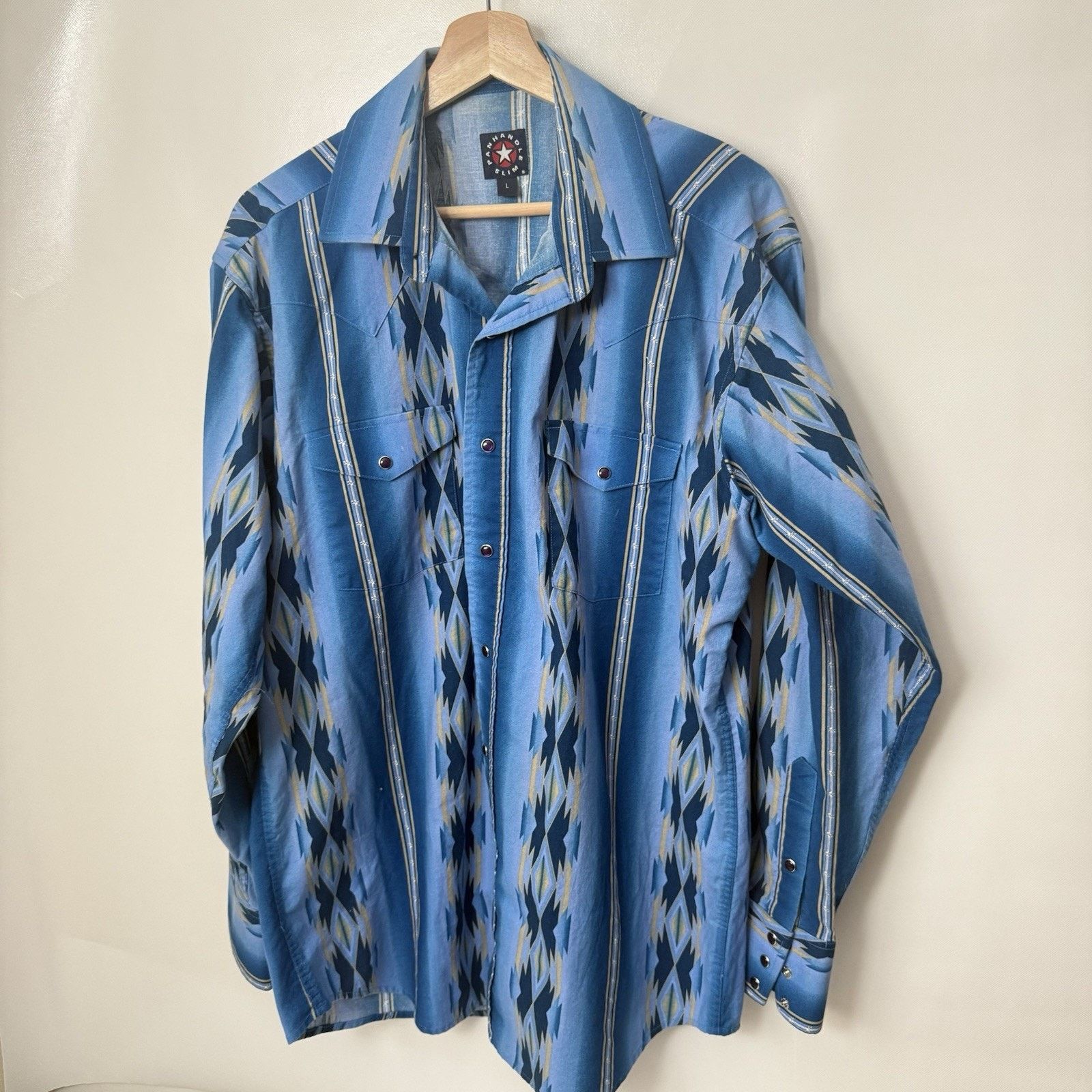Panhandle Slim Vtg Panhandle Slim Pearl Snap Western Shirt Aztec Barb Wire Size US L / EU 52-54 / 3 - 1 Thumbnail
