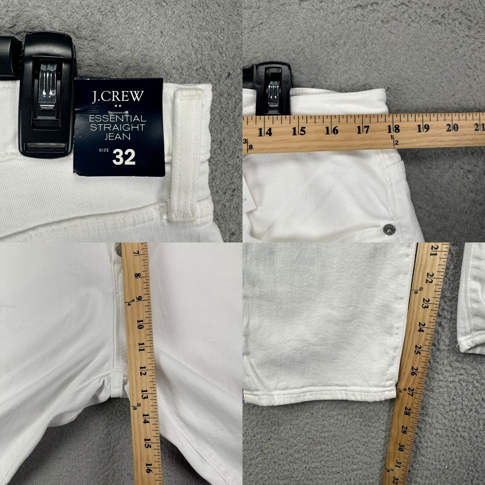 Essentials J Crew Womens Essential Straight Jeans 32 White Button Fly 5 Pocket Stretch NEW Size 24" / US 00 / IT 34 - 8 Thumbnail