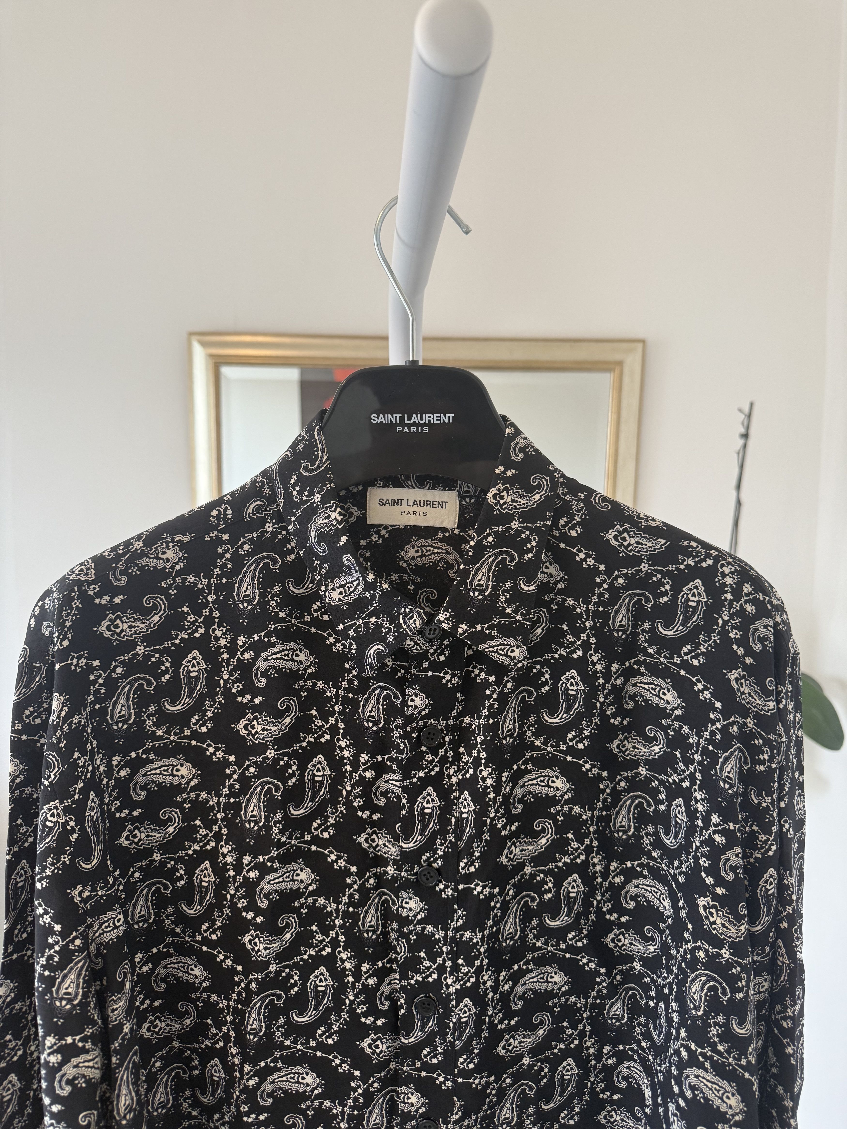 Saint Laurent Paris SS14 Saint Laurent Paisley Silk Shirt Size US XL / EU 56 / 4 - 7 Thumbnail