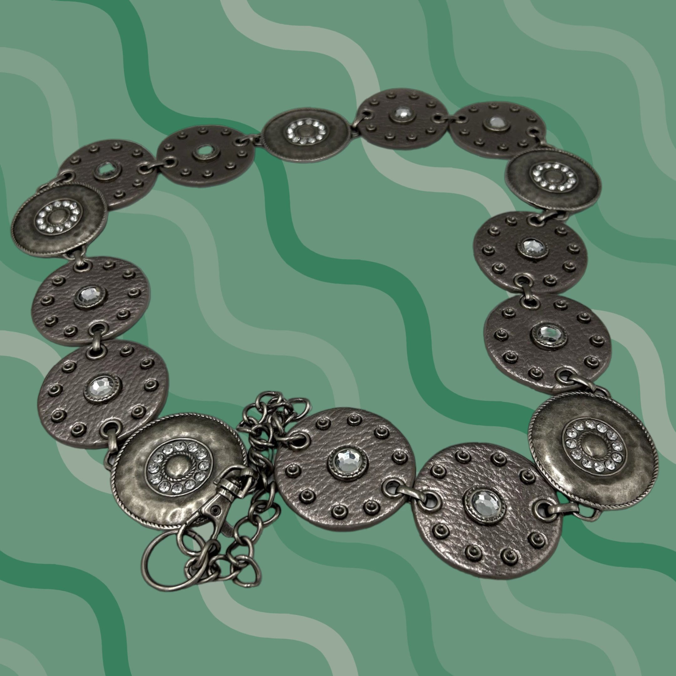 Etro VINTAGE Retro 80s Silver Jewelled Medallion Chain Belt Accessories Metal 45 inches Unbranded Mens Womens Size ONE SIZE - 1 Thumbnail