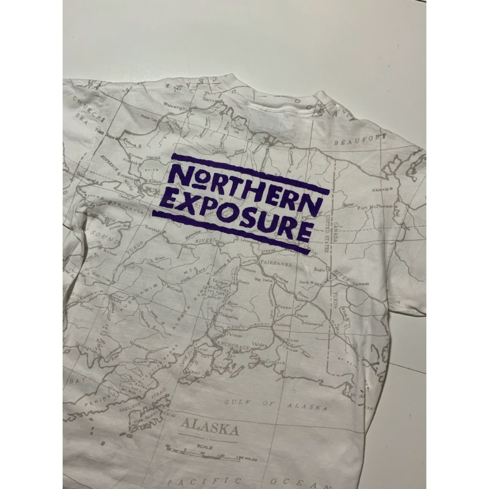 Vintage VINTAGE ONEITA Northern Exposure Alaska AOP Map CBS TV Series T-Shirt XL White Short Sleeve Mens/N/A Size US XL / EU 56 / 4 - 4 Thumbnail