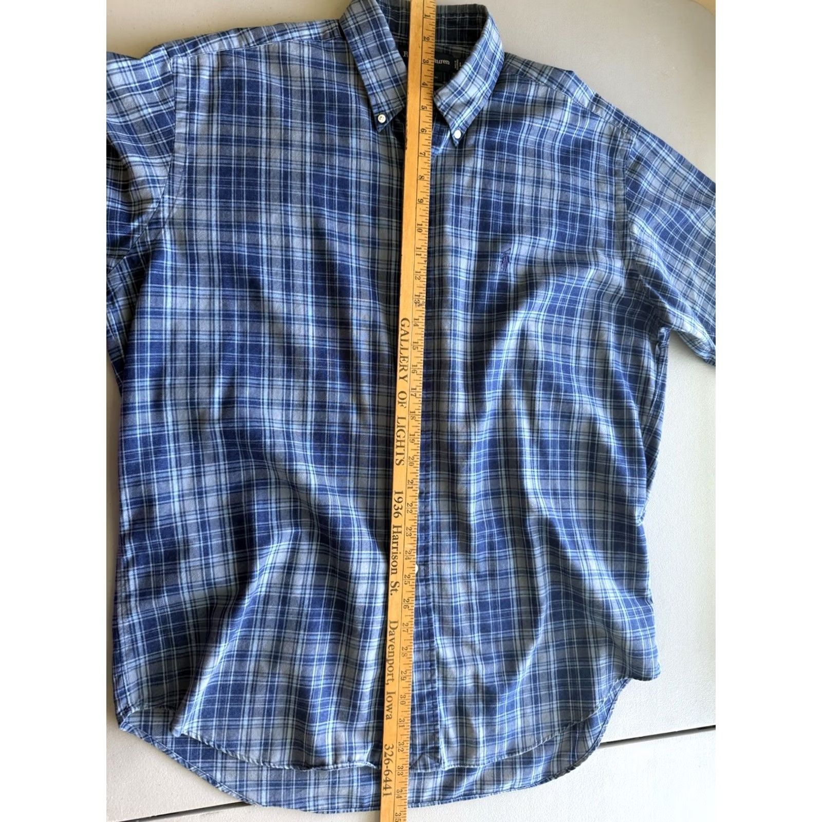Ralph Lauren Ralph Lauren Blake Button Down Shirt Mens Large Gray Blue Plaid Short Sleeve Size US L / EU 52-54 / 3 - 4 Thumbnail