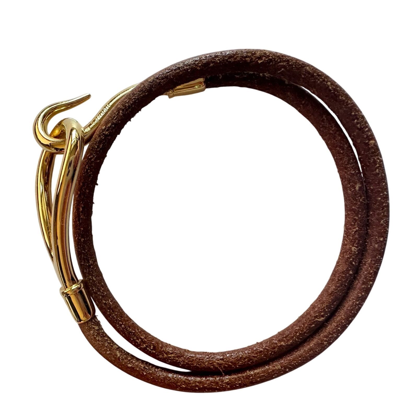 Hermes Hermès Jumbo Leather Hook Double Wrap Bangle Bracelet Choker Size ONE SIZE - 5 Thumbnail