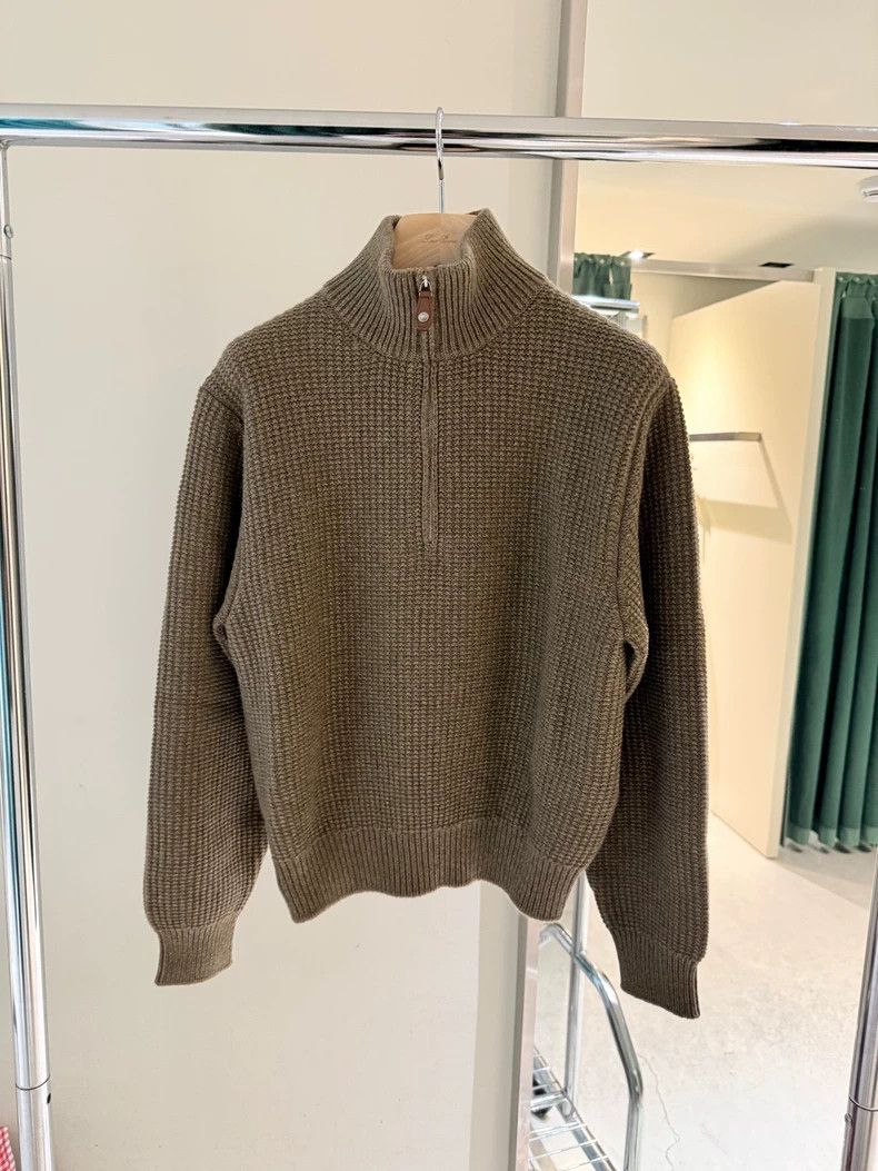 Loro Piana LORO PIANA Women's Tundra-Blended Half-Zip Collar Waffle K Size XS / US 0-2 / IT 36-38 - 2 Thumbnail