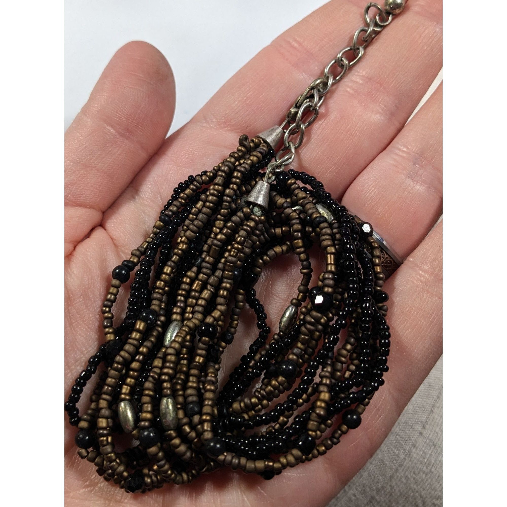 Other Elegant Black And Gold Tone Glass Beaded Multilayer Necklace Size ONE SIZE - 5 Thumbnail