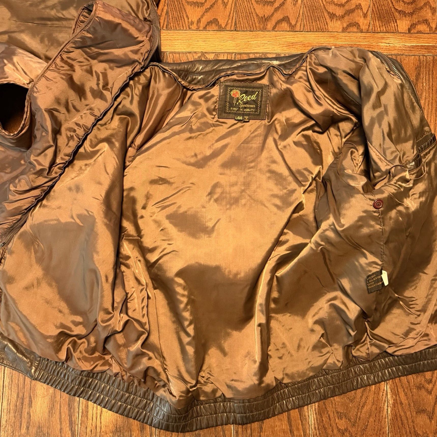 Vintage VTG 90s REED Sportswear Aviator Bomber Leather Jacket L44 Brown Thinsulate Liner Mens Jacket Size US S / EU 44-46 / 1 - 6 Thumbnail