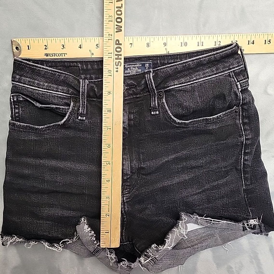 Abercrombie & Fitch Abercrombie & Fitch Shorts Women 26 Black Denim Simone Booty Biker Y2K Mini Shirt Size 26" / US 2 / IT 38 - 6 Thumbnail