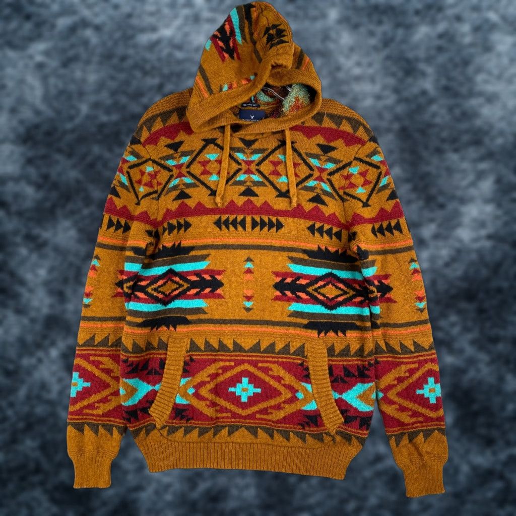 American Eagle Outfitters American Eagle Sweater Mens S Hooded Pullover Fair Isle Southwestern Pocket Size US S / EU 44-46 / 1 - 1 Thumbnail