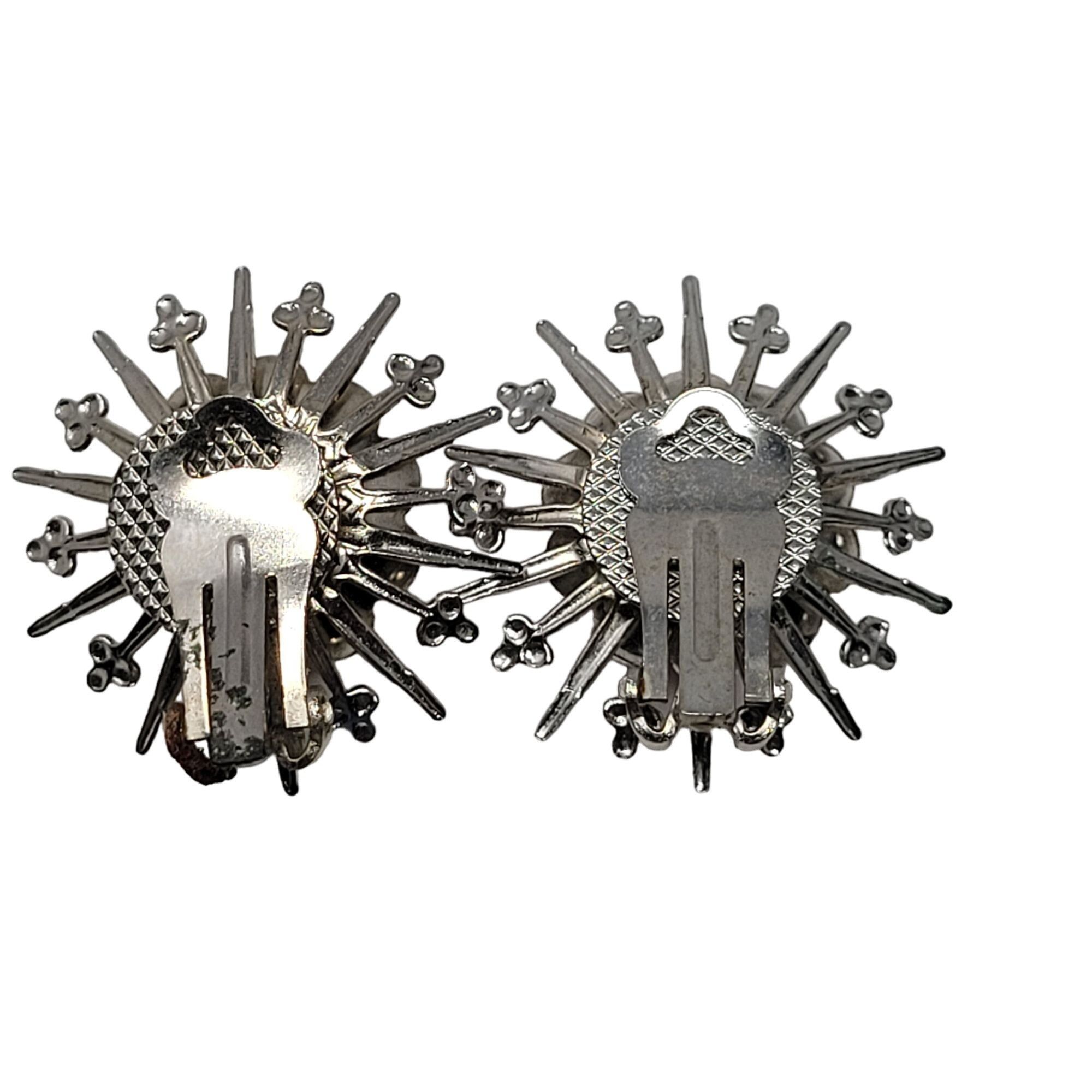 Vintage Vintage 60s Pink Quartz Sunburst Satellite Clip-On Earrings Size ONE SIZE - 6 Thumbnail