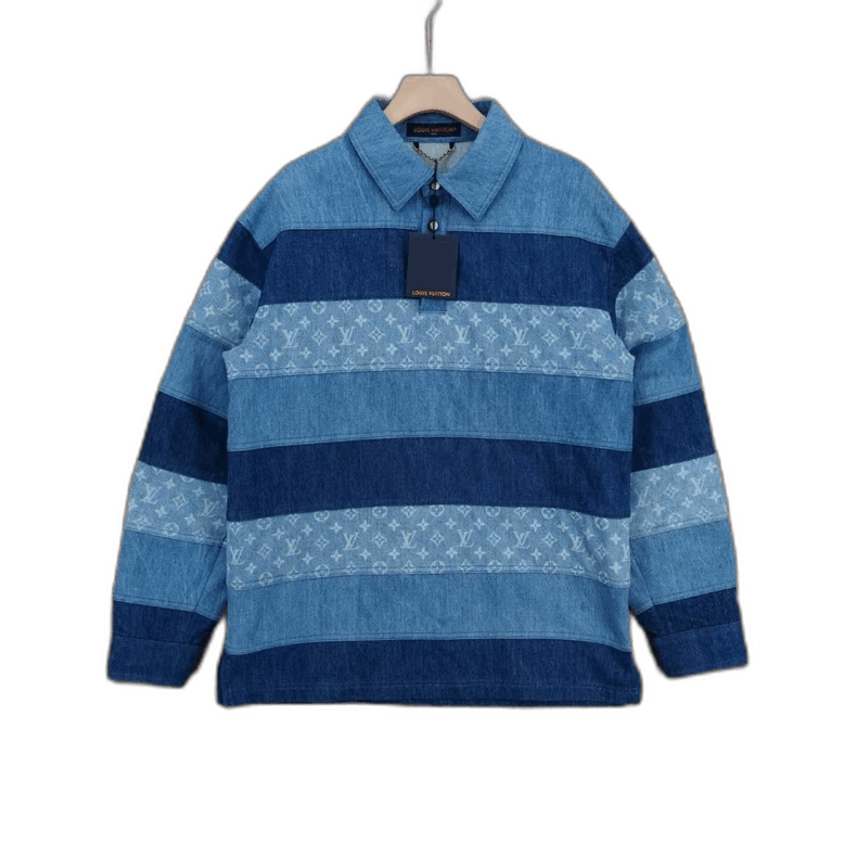 Louis Vuitton Striped Denim Polo Shirt