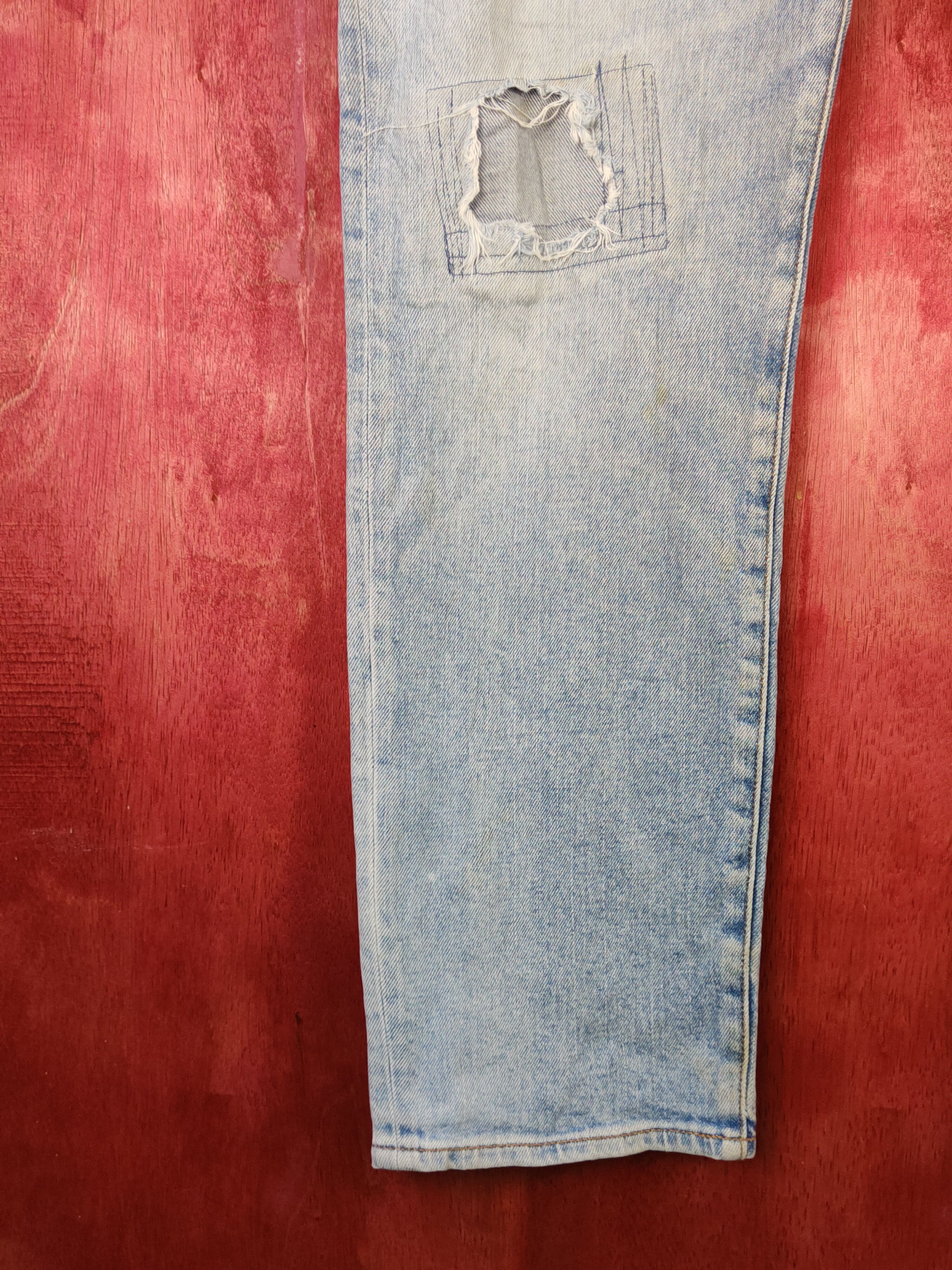Gap Gap Blue Faded Distressed Ripped Slim Stretch Jeans #S1680 Size US 34 / EU 50 - 4 Thumbnail