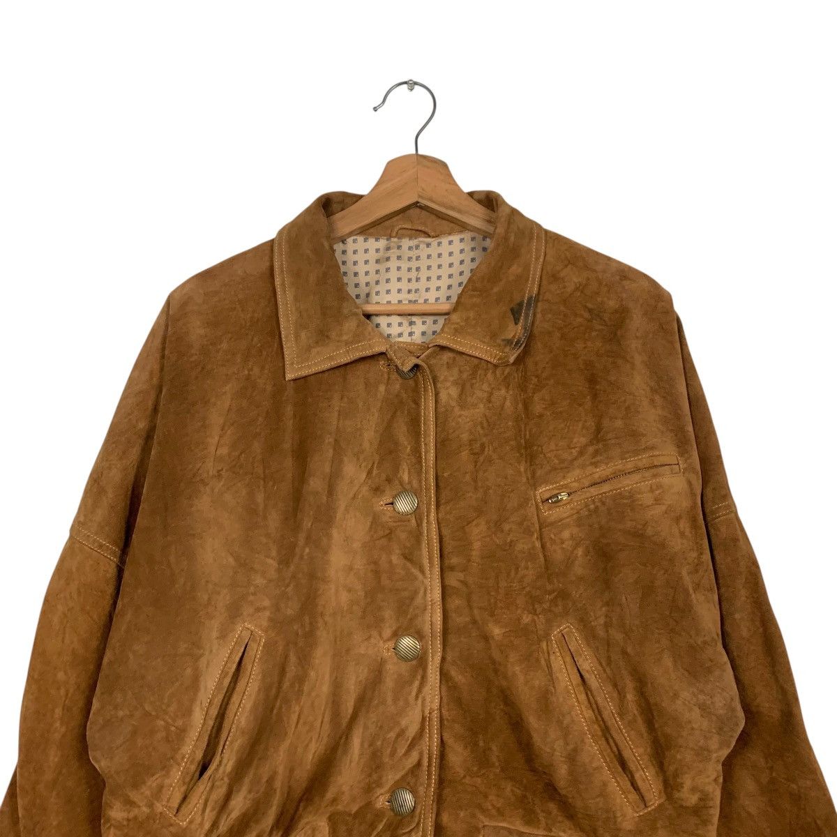 Vintage 80s SACIP Made in Italy Deer Suede Leather Jacket #2552-C115 Size US M / EU 48-50 / 2 - 2 Thumbnail
