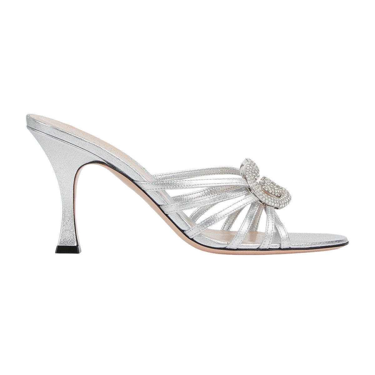 Gucci GUCCI $1220 Silver Crystal Interlocking G Sandals New & Auth Size US 7 / IT 37 - 1 Thumbnail
