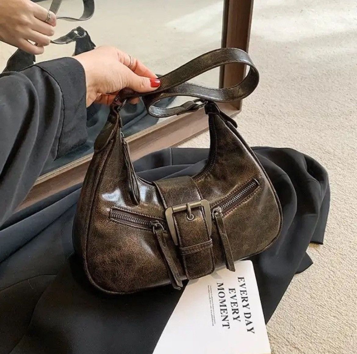 Leather PU Leather Shoulder Bag Size ONE SIZE - 3 Thumbnail