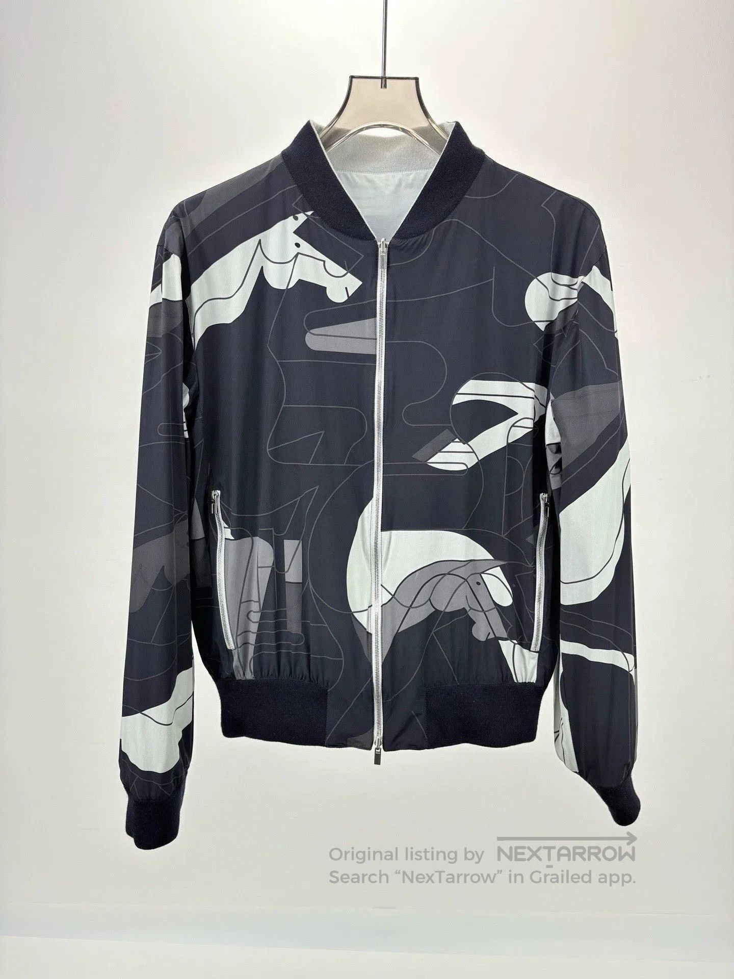 Hermes HERMES Gray Reversible Jacket Coat. Size US L / EU 52-54 / 3 - 3 Thumbnail