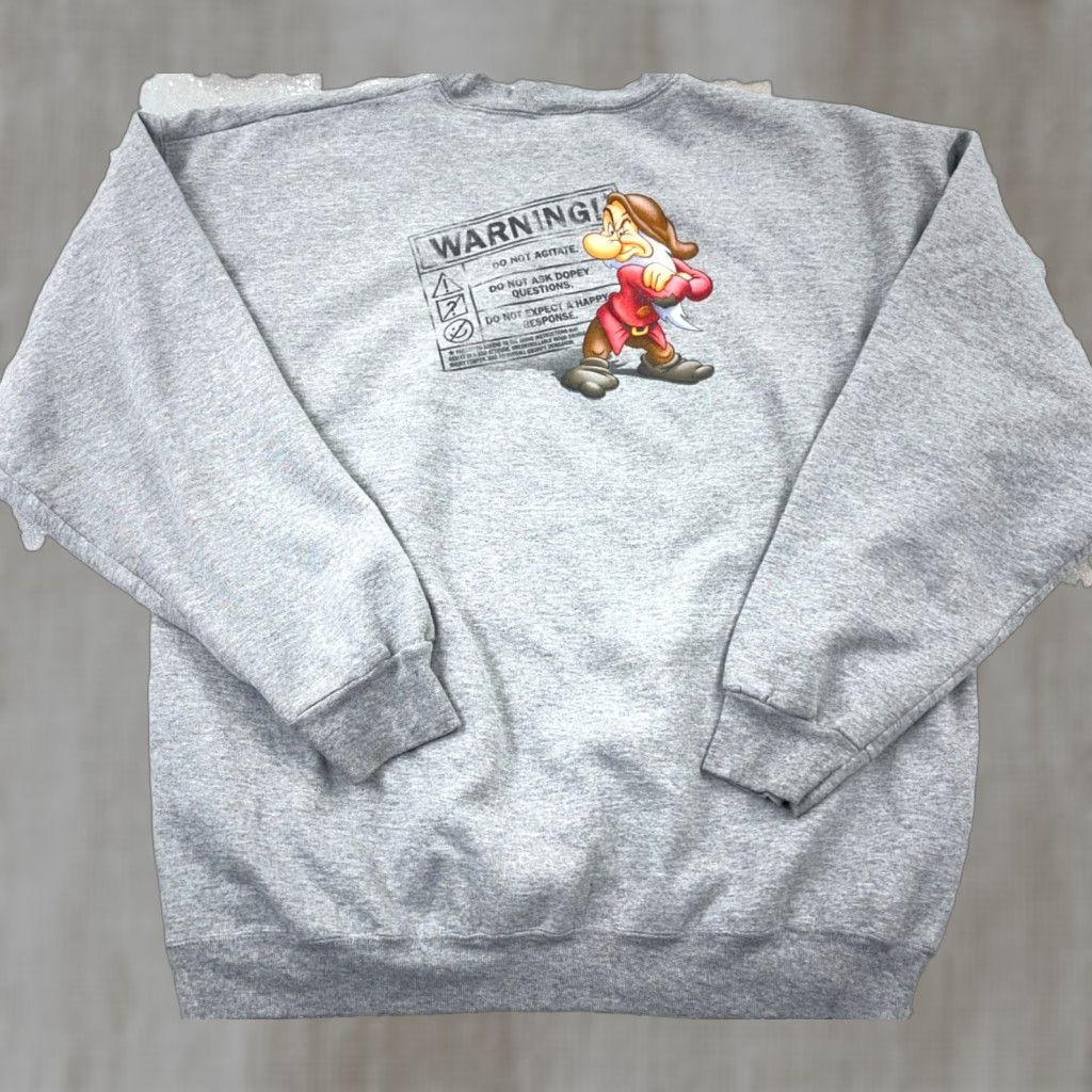 Disney VINTAGE Disney Sweatshirt Crewneck XL Gray Dopey Dwarf Y2K 2000s Retro Mens Size US XL / EU 56 / 4 - 1 Thumbnail