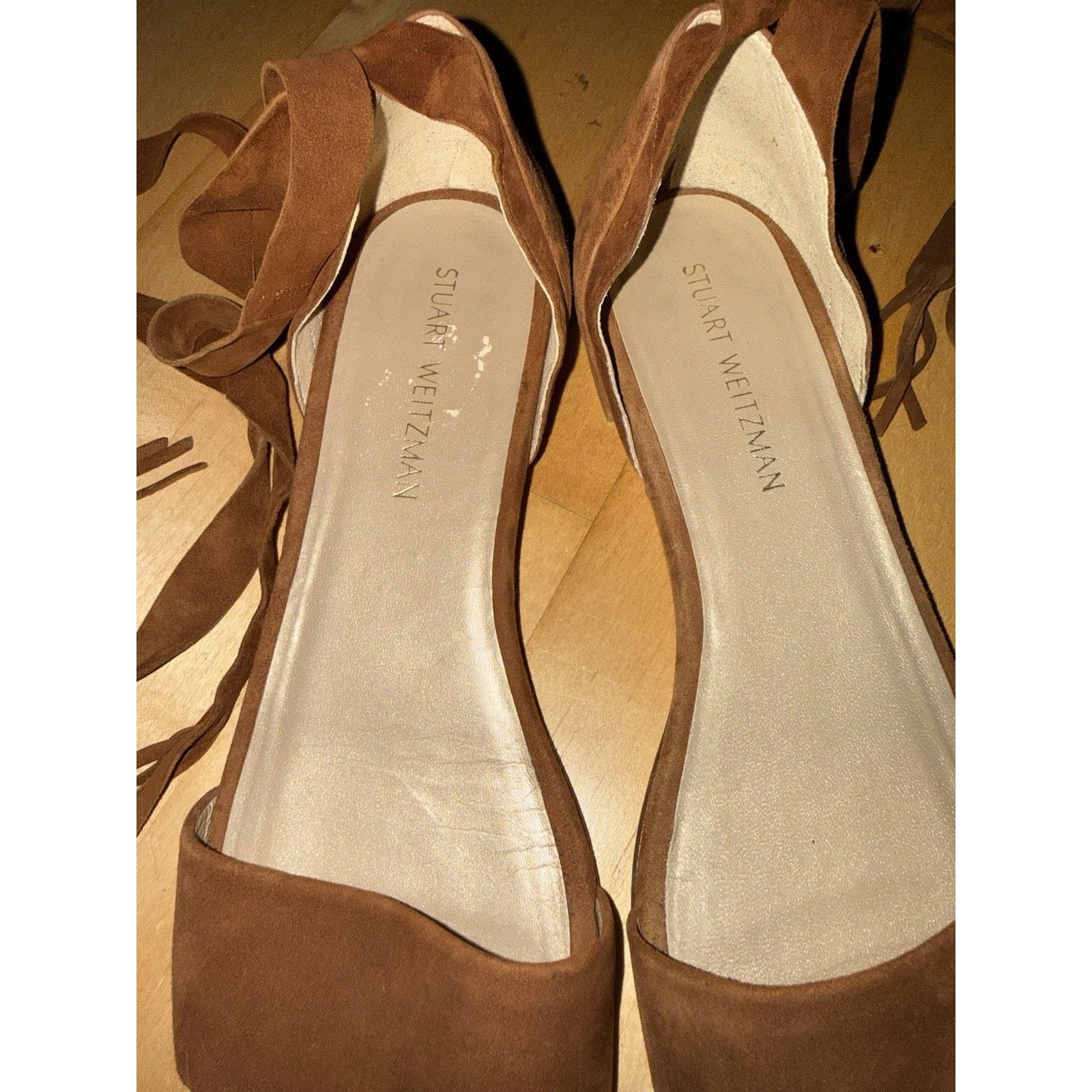 Stuart Weitzman STUART WEITZMAN Suede Corbata Ankle Wrap Sandal Flat 11 Size US 11 / IT 41 - 5 Thumbnail
