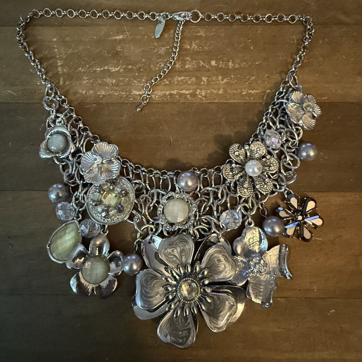 Other My Collection silver floral charms statement bib necklace Size ONE SIZE - 2 Thumbnail