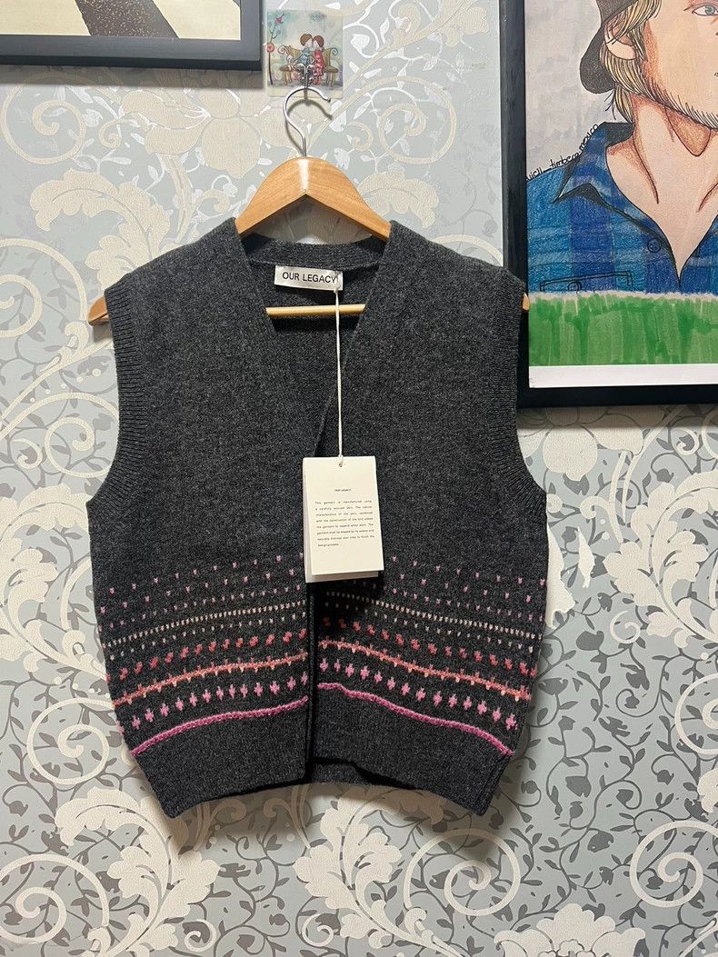 Our Legacy Gray Wool Vest with Colorful Pattern - dmc Size US L / EU 52-54 / 3 - 1 Thumbnail