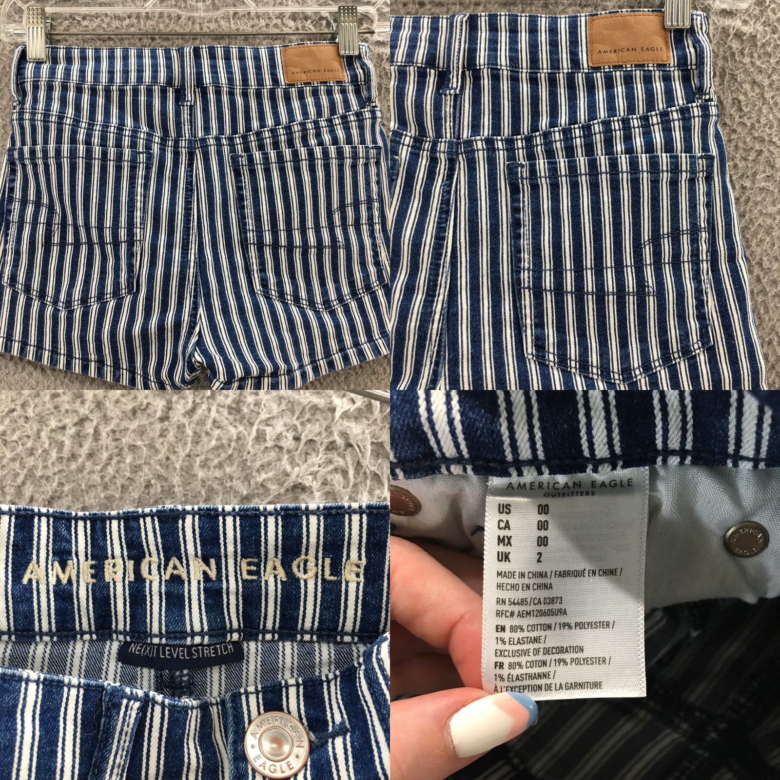 American Eagle Outfitters American Eagle Outfitters Mom Shorts Womens 00 Multicolor Striped Mid Rise Denim Cotton 5-Pocket Womens Mens? Size 24" / US 00 / IT 34 - 9 Thumbnail