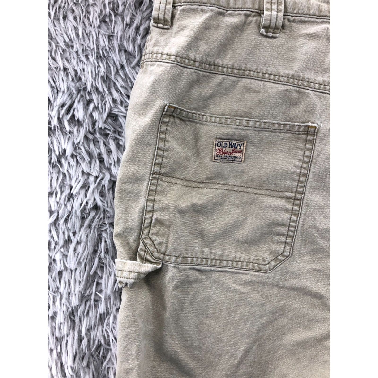 Old Navy Old Navy Canvas Carpenter Shorts Mens Size 38 Mid Rise Medium Wash Beige Size US 38 / EU 54 - 6 Thumbnail