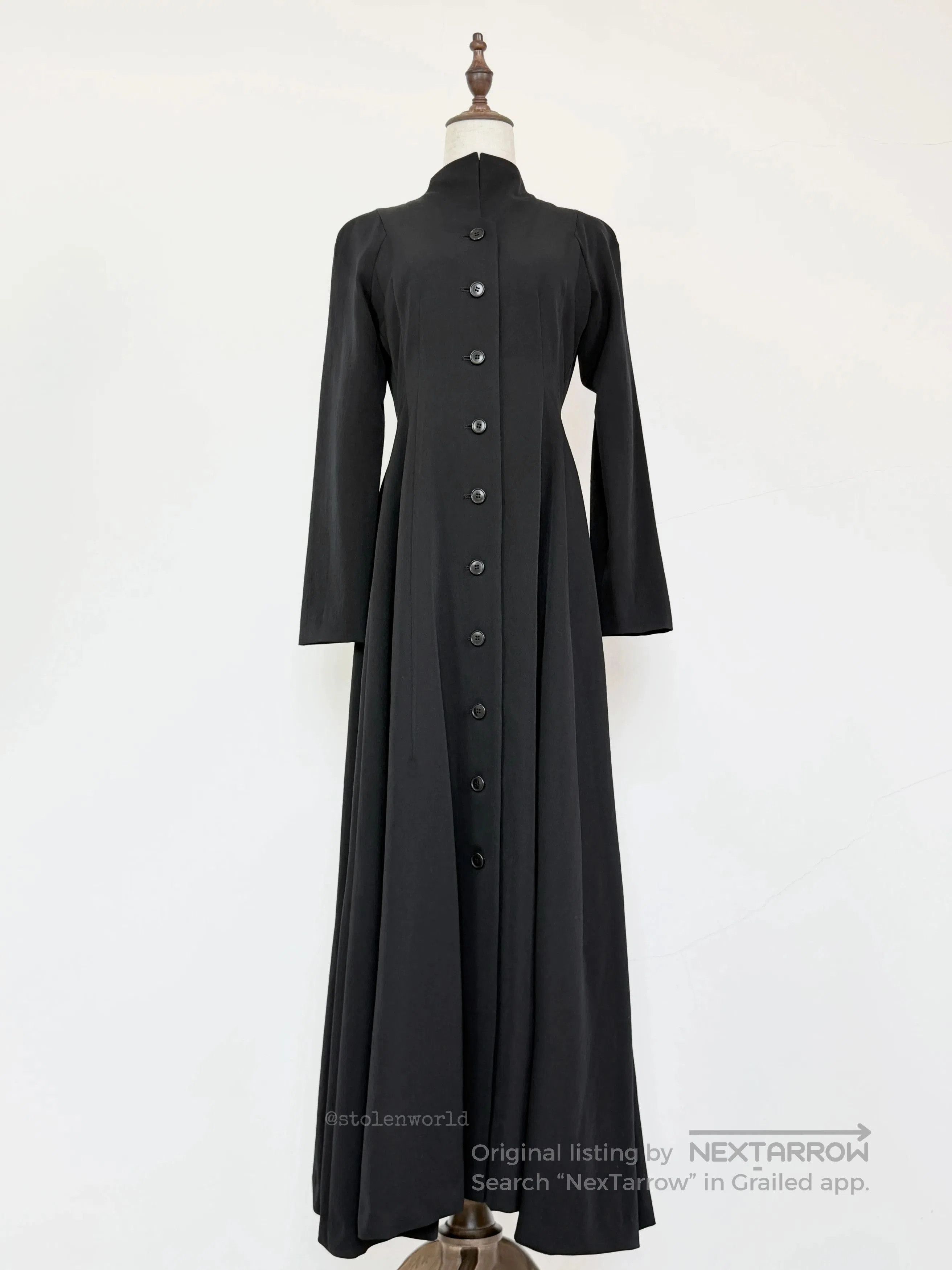 Yashi Yamamuri elegant black long wool dress. Size M / US 6-8 / IT 42-44 - 2 Thumbnail