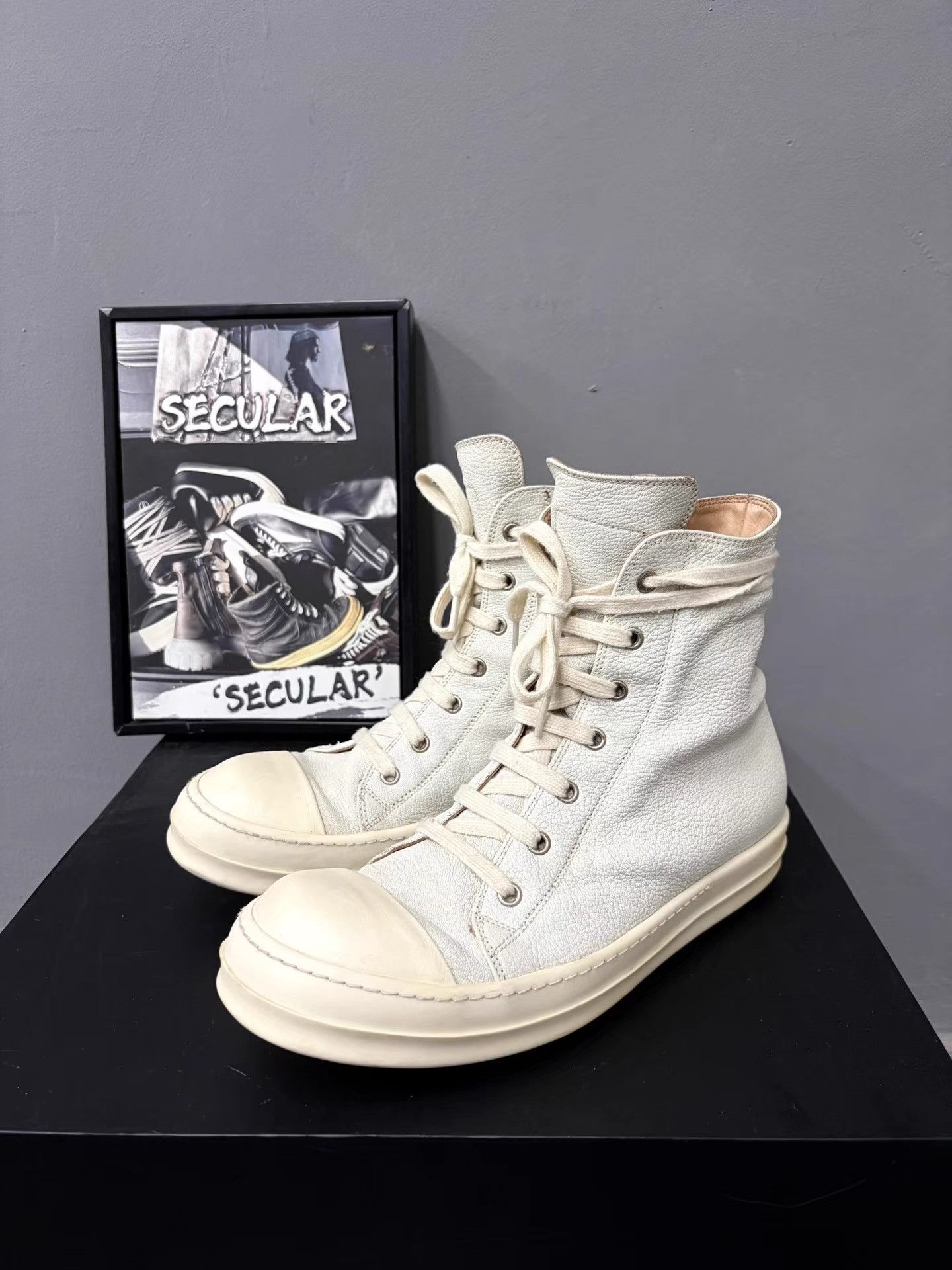 Rick Owens Rick Owens Mainline Leather High-Top Sneakers K34 Size US 8 / EU 41 - 1 Thumbnail