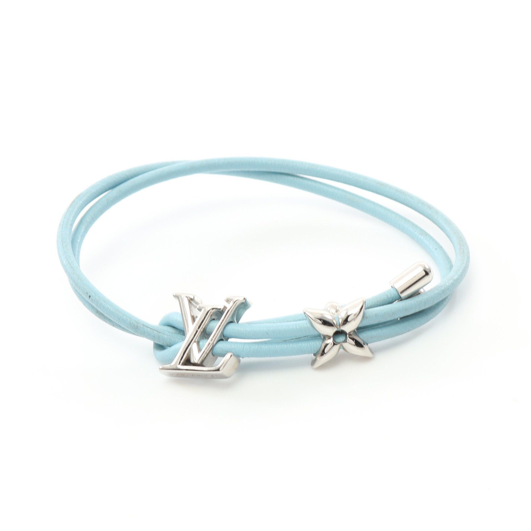 Louis Vuitton Louis Vuitton Lv Bloom Bracelet Leather Light Blue Silver Size ONE SIZE - 1 Thumbnail