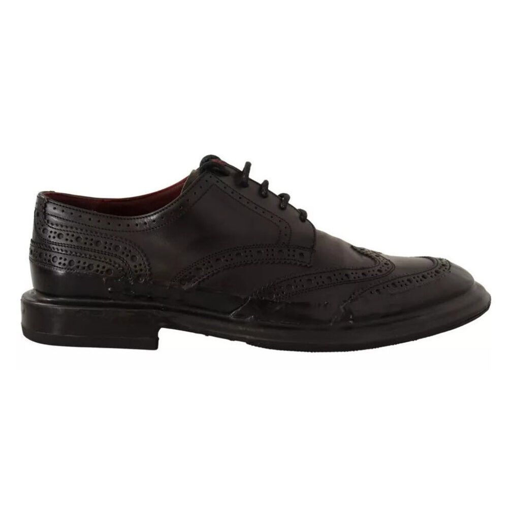 Dolce & Gabbana Dolce & Gabbana Black Perforated Leather Lace Up Derby Shoes Size US 7 / EU 40 - 1 Thumbnail