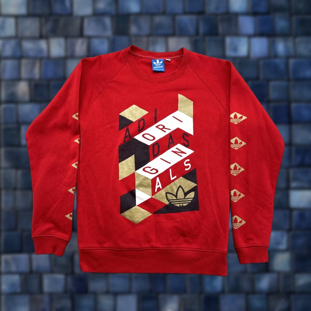 Adidas VINTAGE Adidas Men’s Sweatshirt Geometric Red Gold Cotton Crew Neck Size M Size US M / EU 48-50 / 2 - 1 Thumbnail