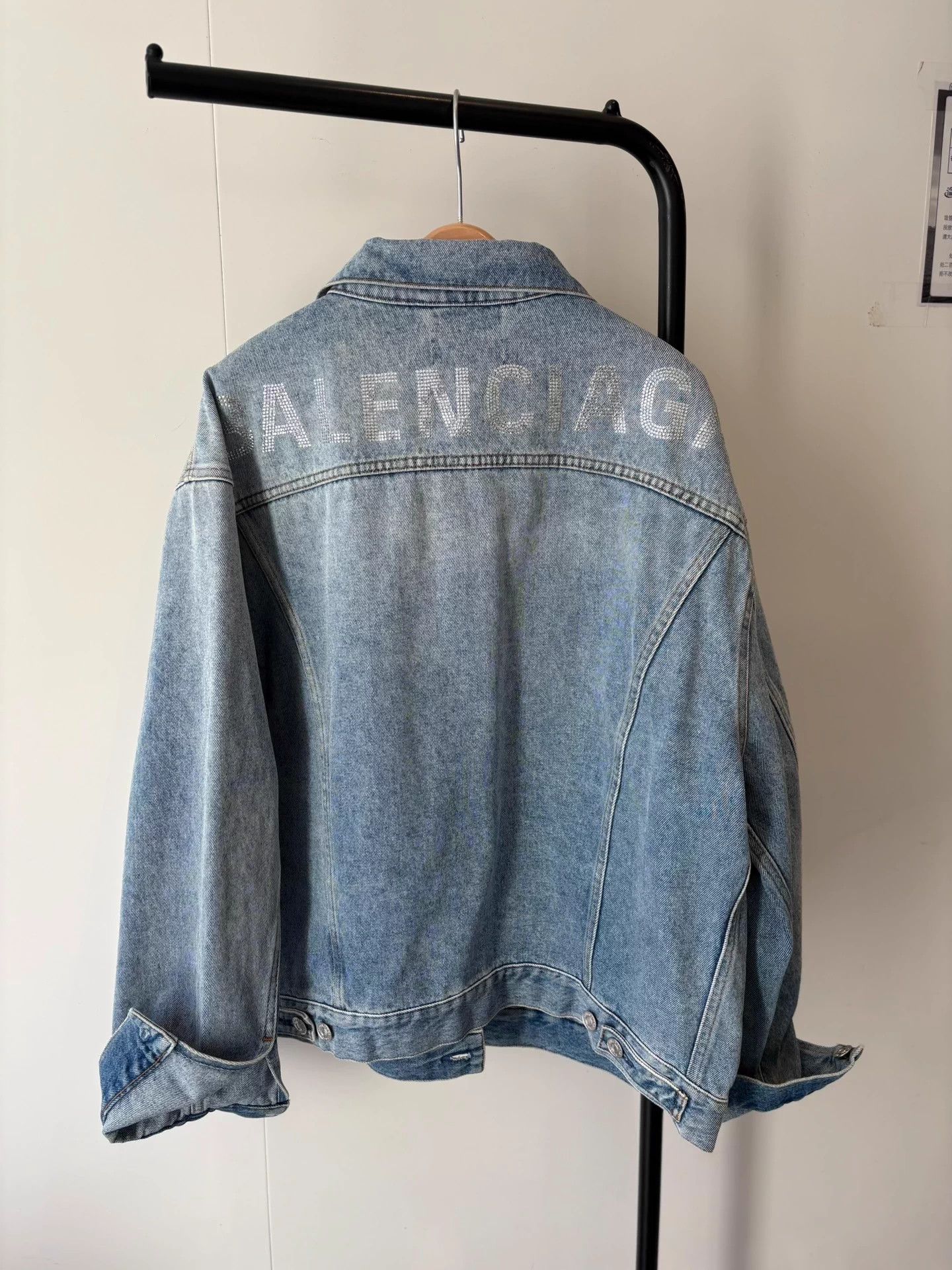 Balenciaga BALENCIAGA Back Crystal Logo Light Blue Denim Jkt36 Size XL / US 12-14 / IT 48-50 - 3 Thumbnail