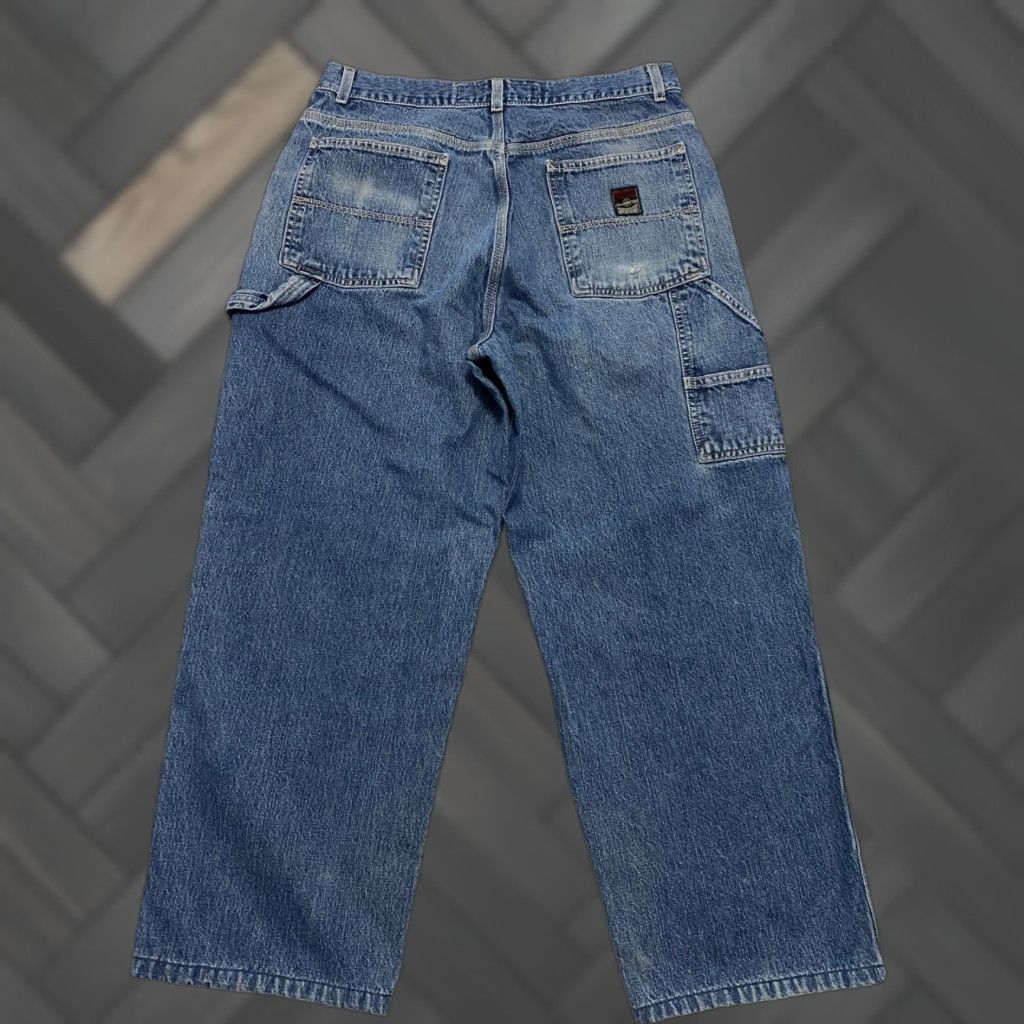 Vintage VINTAGE Structure Men's Carpenter Jeans Blue Denim 33x26 Regular Relaxed Fit 5-Pocket, Distressed, Logo, Button Zip Cotton Inseam 26 in Size US 33 - 1 Thumbnail