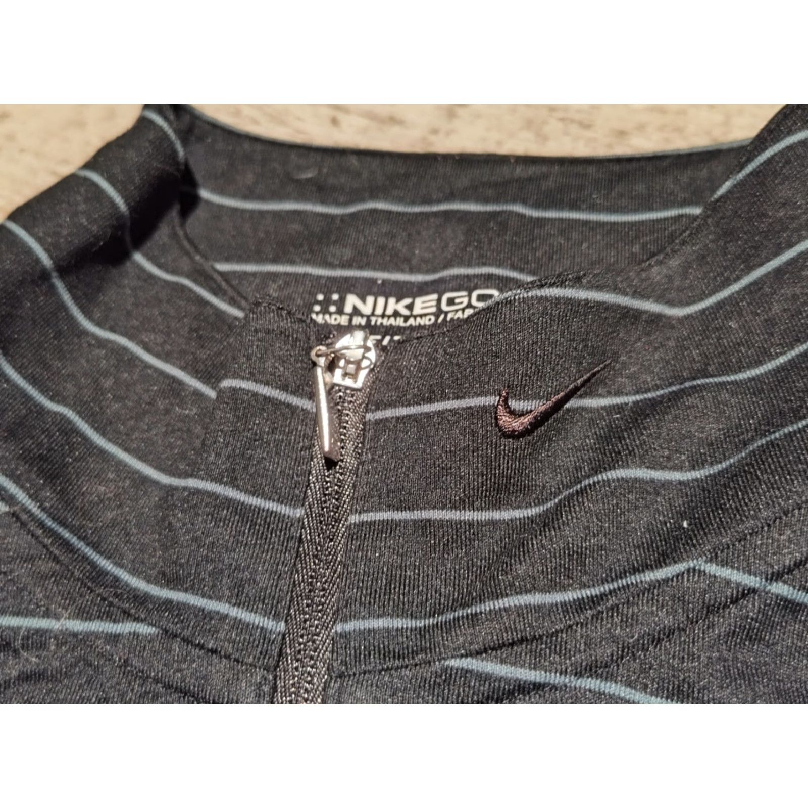Nike Nike Golf Women’s L Dry-fit 1/4 Zip Pullover Long Sleeve Gray Black Striped Size L / US 10 / IT 46 - 7 Thumbnail