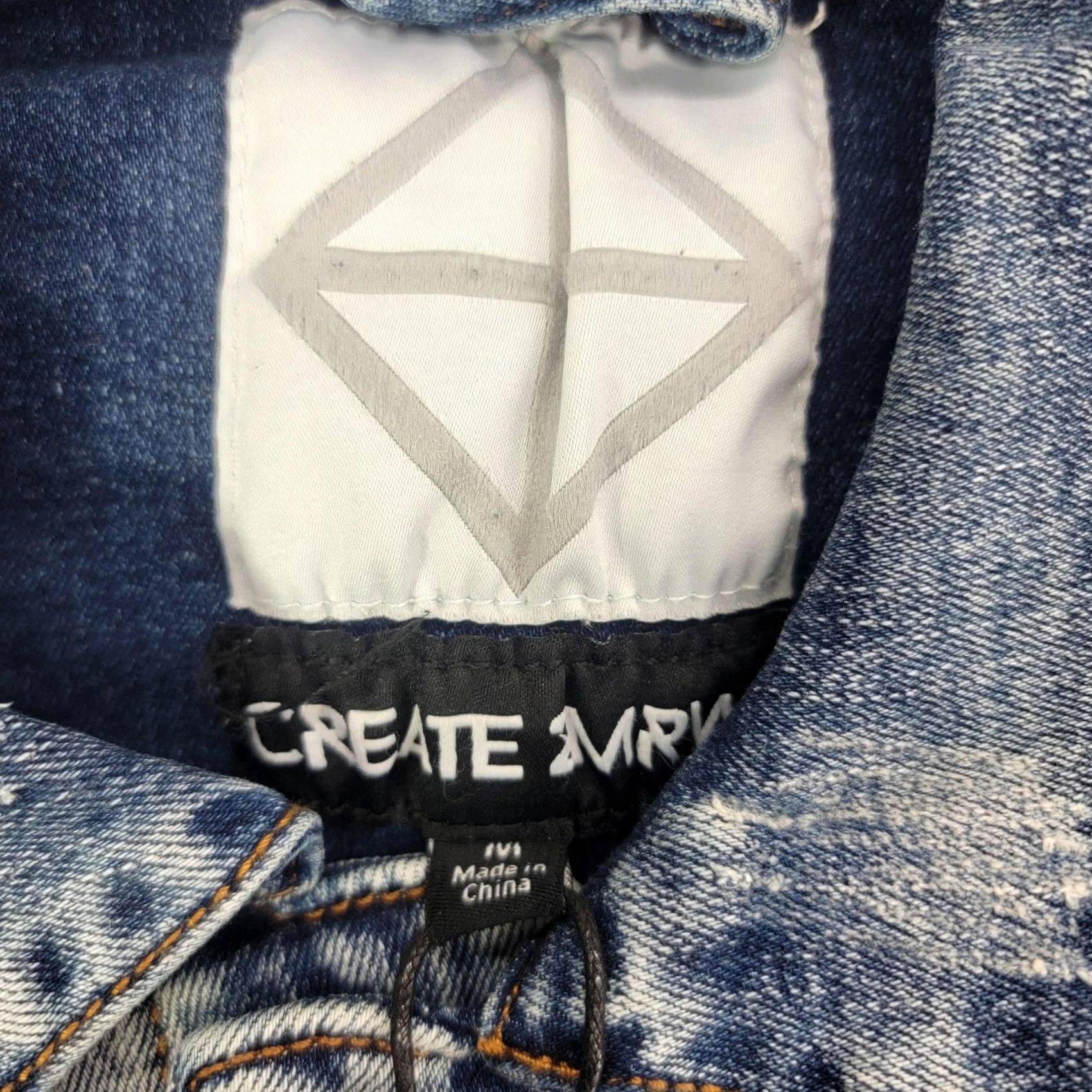 Denime CREATE 2MRW Jacket Mens M Blue Denim Distressed Paint Splatter Reflective CS0612 Size US M / EU 48-50 / 2 - 3 Thumbnail